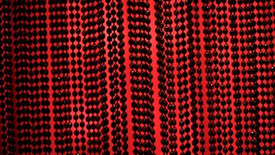 Beaded curtain black red 4k wallpaper
