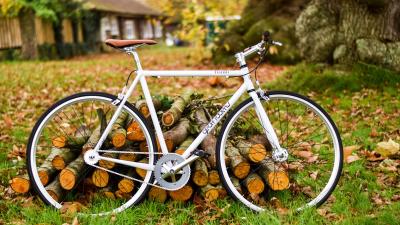 Bicycle autumn foliage 4k wallpaper