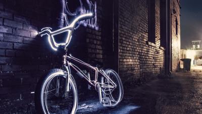 Bicycle neon steering wheel 4k wallpaper