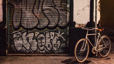 Bicycle street walls 4k wallpaper