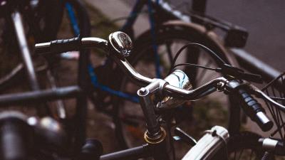 Bicycles steering wheel bicycle parking 4k wallpaper
