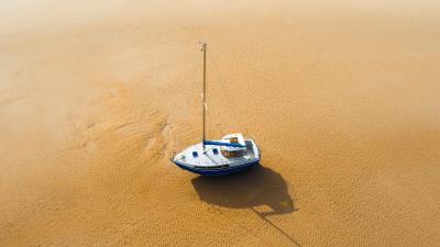 Boat sailboat aerial view 4k wallpaper