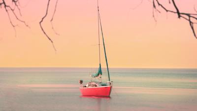 Boat sailboat sea 4k wallpaper