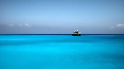 Boat ship horizon 4k wallpaper