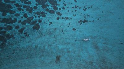 Boat water aerial view 4k wallpaper