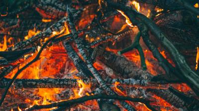 Bonfire fire coals ash 4k wallpaper