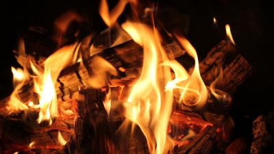 Bonfire fire firewood coals flame 4k wallpaper