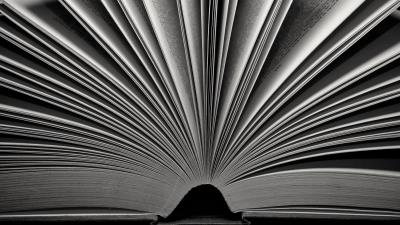 Book pages bw 4k wallpaper