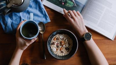 Breakfast oats tea magazine 4k wallpaper
