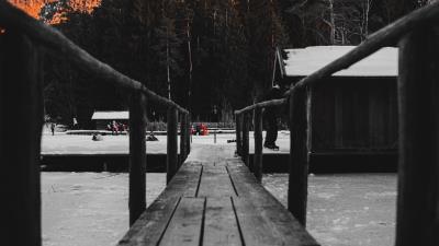 Bridge rink mountain 4k wallpaper