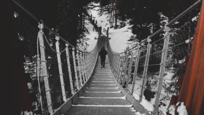 Bridge silhouette snow 4k wallpaper