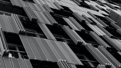Building facade bw image 4k wallpaper