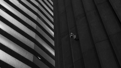 Building facade bw 4k wallpaper