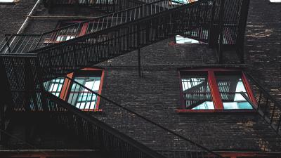 Building facade stairs image 4k wallpaper