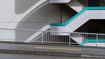 Building facade stairs 4k wallpaper