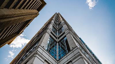 Building skyscraper bottom view 4k wallpaper