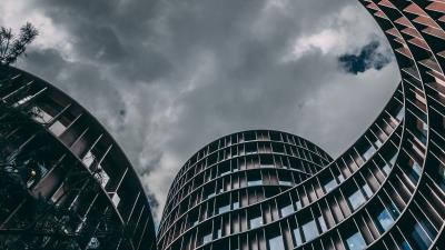 Building windows bottom view 4k wallpaper