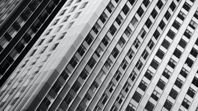 Buildings facade bw 4k wallpaper