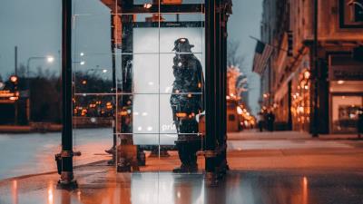 Cabin silhouette man 4k wallpaper