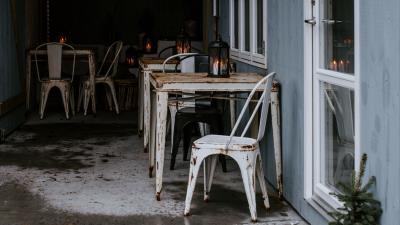 Cafe veranda furniture 4k wallpaper