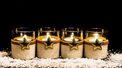 Candles stars sparkles wax 4k wallpaper