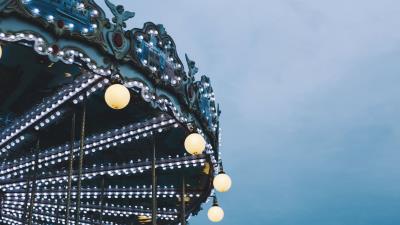 Carousel lighting vintage attraction 4k wallpaper