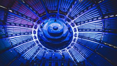 Ceiling blue museum 4k wallpaper