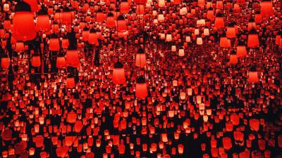 Chinese lanterns red lights 4k wallpaper