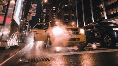 City street cars 4k wallpaper