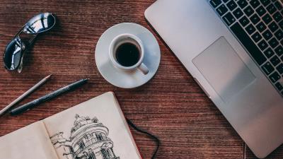 Coffee art sketch table 4k wallpaper