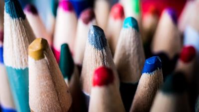 Colored pencils point colorful 4k wallpaper