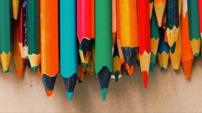 Colored pencils set multicolored sharpened 4k wallpaper