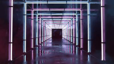 Corridor tunnel neon 4k wallpaper