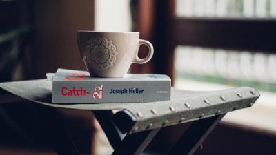 Cup book chair vintage 4k wallpaper