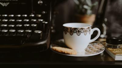 Cup saucer cookies 4k wallpaper