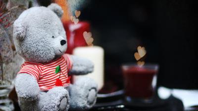 Cute teddy bear candles hearts teddy lov 4k wallpaper
