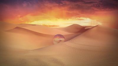 Desert dunes crystal ball 4k wallpaper