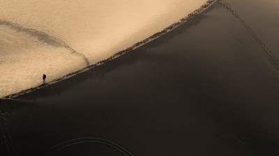 Desert silhouette aerial view 4k wallpaper