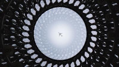 Dome sky plane 4k wallpaper