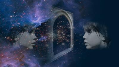 Double exposure face space 4k wallpaper