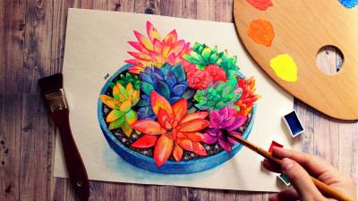 Drawing artist paints 4k wallpaper