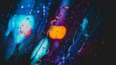 Drops blur neon 4k wallpaper