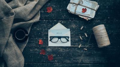 Envelope letters glasses 4k wallpaper