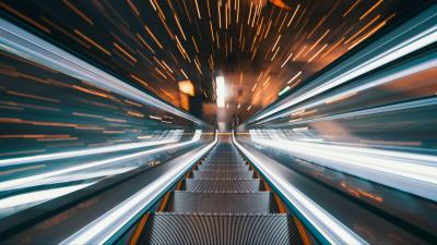 Escalator lights motion 4k wallpaper