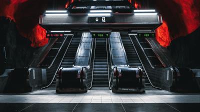 Escalator metro tunnel image 4k wallpaper