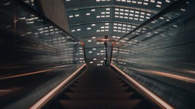 Escalator stairs ceiling 4k wallpaper