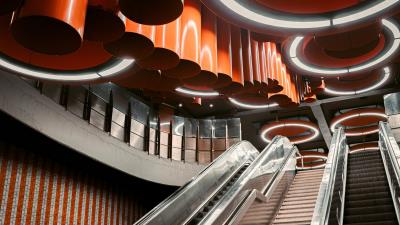 Escalator stairs room 4k wallpaper