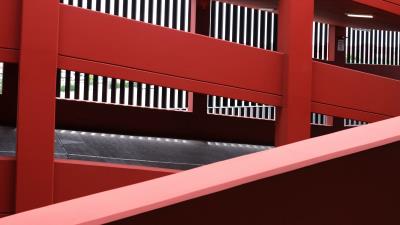 Facade walls red 4k wallpaper