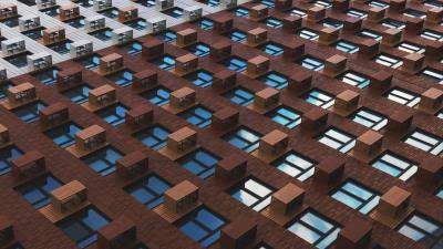 Facade windows brick wall 4k wallpaper