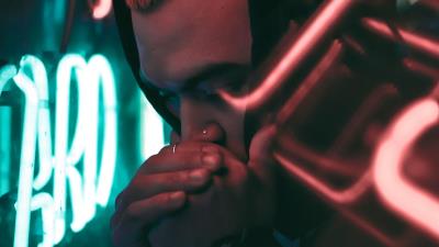 Face neon hood 4k wallpaper